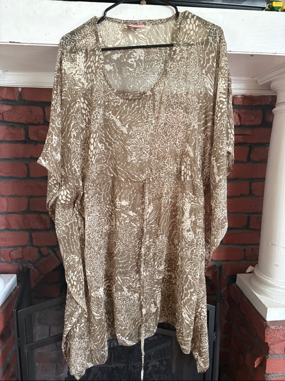 Sunflower Women’s Tan Printed Drawstring Tunic Top size M/L - Picture 3 of 7